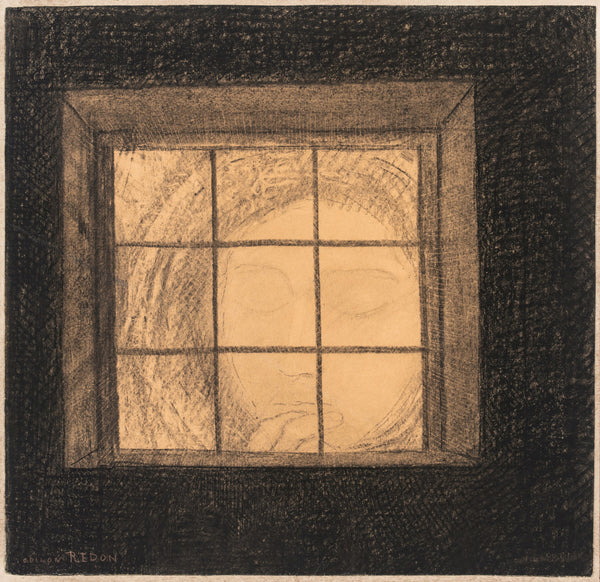 Odilon Redon — Face Behind a Window | Drawing Print