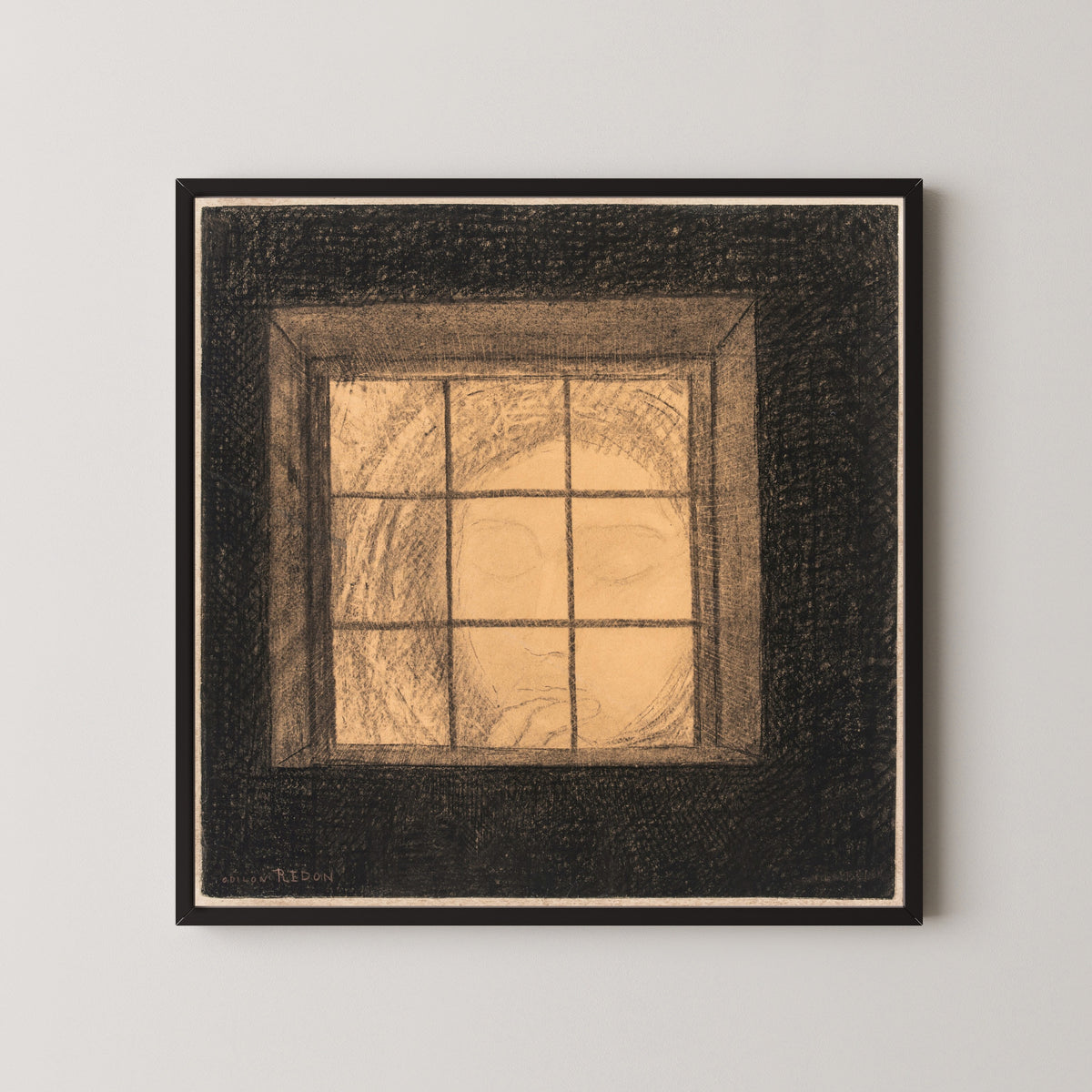 Odilon Redon — Face Behind a Window | Drawing Print