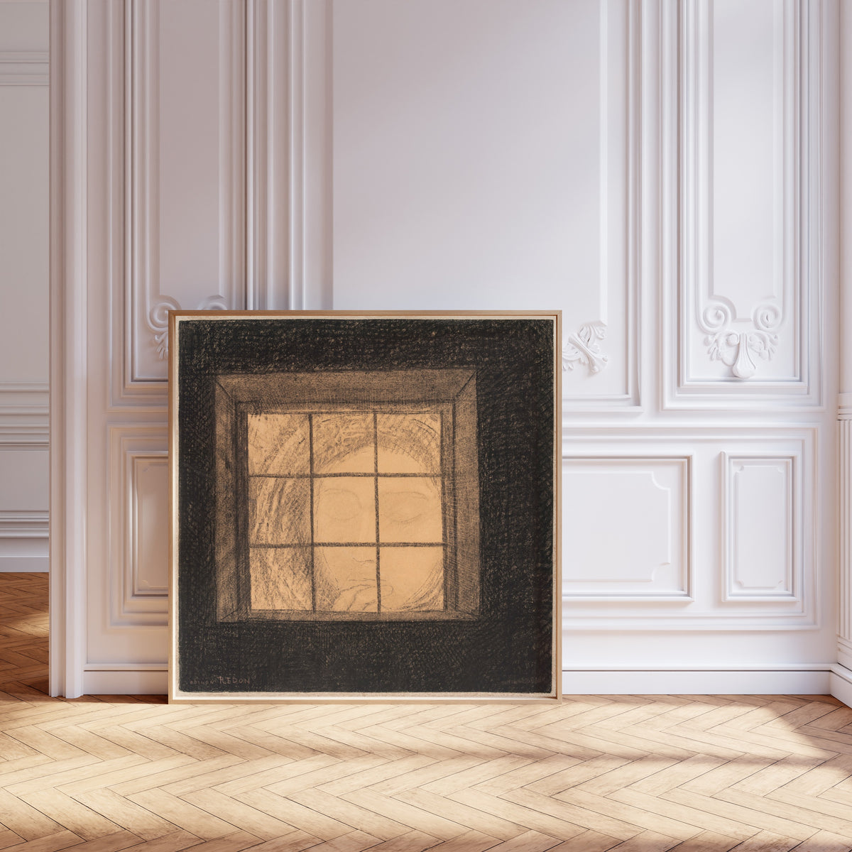 Odilon Redon — Face Behind a Window | Drawing Print