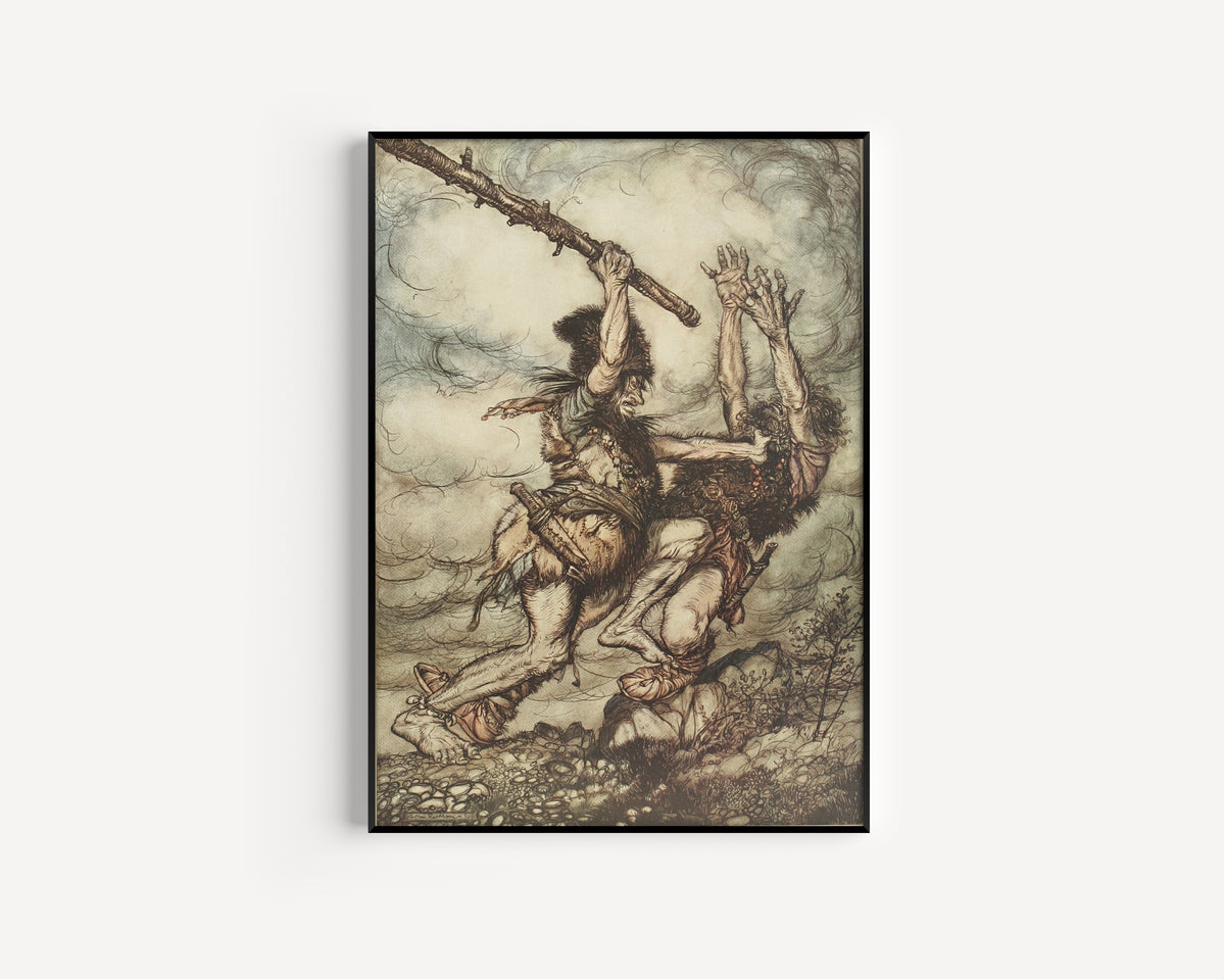 Arthur Rackham — Fafner Kills Fasolt | Wagner Illustration Print