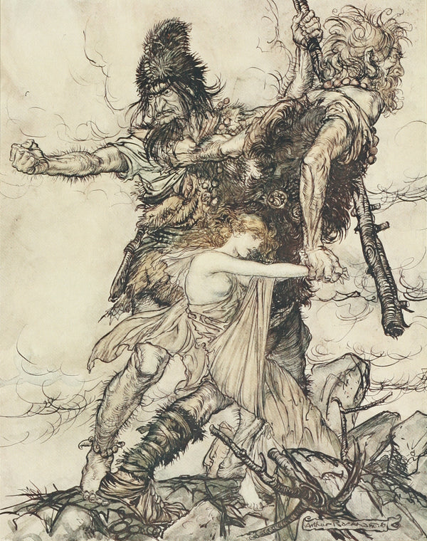 Arthur Rackham — Fasolt Suddenly Seizes Freia | Wagner Illustration Print