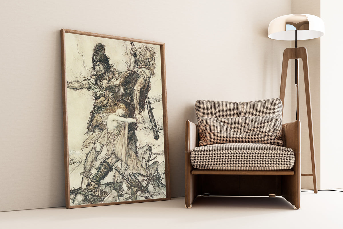 Arthur Rackham — Fasolt Suddenly Seizes Freia | Wagner Illustration Print