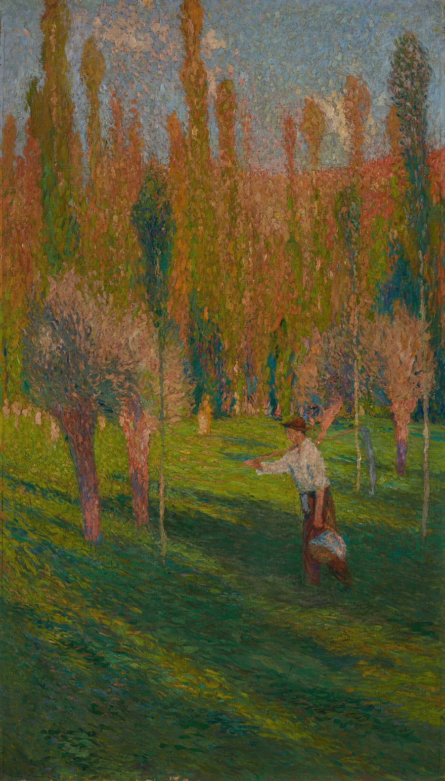 Henri Martin — Faucheur rentrant du travail, Le Moissonneur | Pointillist Landscape Print shown to scale on a wall above a sofa