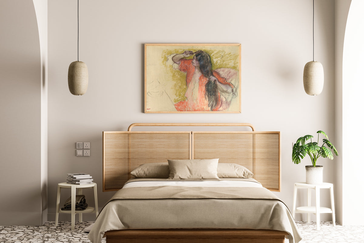 Edgar Degas — Femme en peignoir rouge se coiffant | Fine Art Print