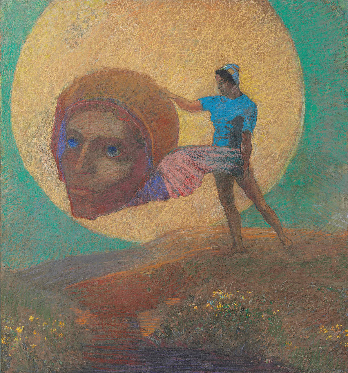 Odilon Redon — Figure Carrying a Winged Head (The Fall of Icarus) | Symbolist Art Print