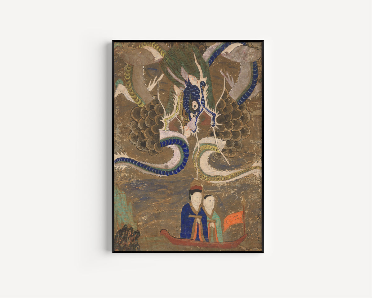 Korean painter (unidentified) — Figures with Dragons | Korean Painting Art Print