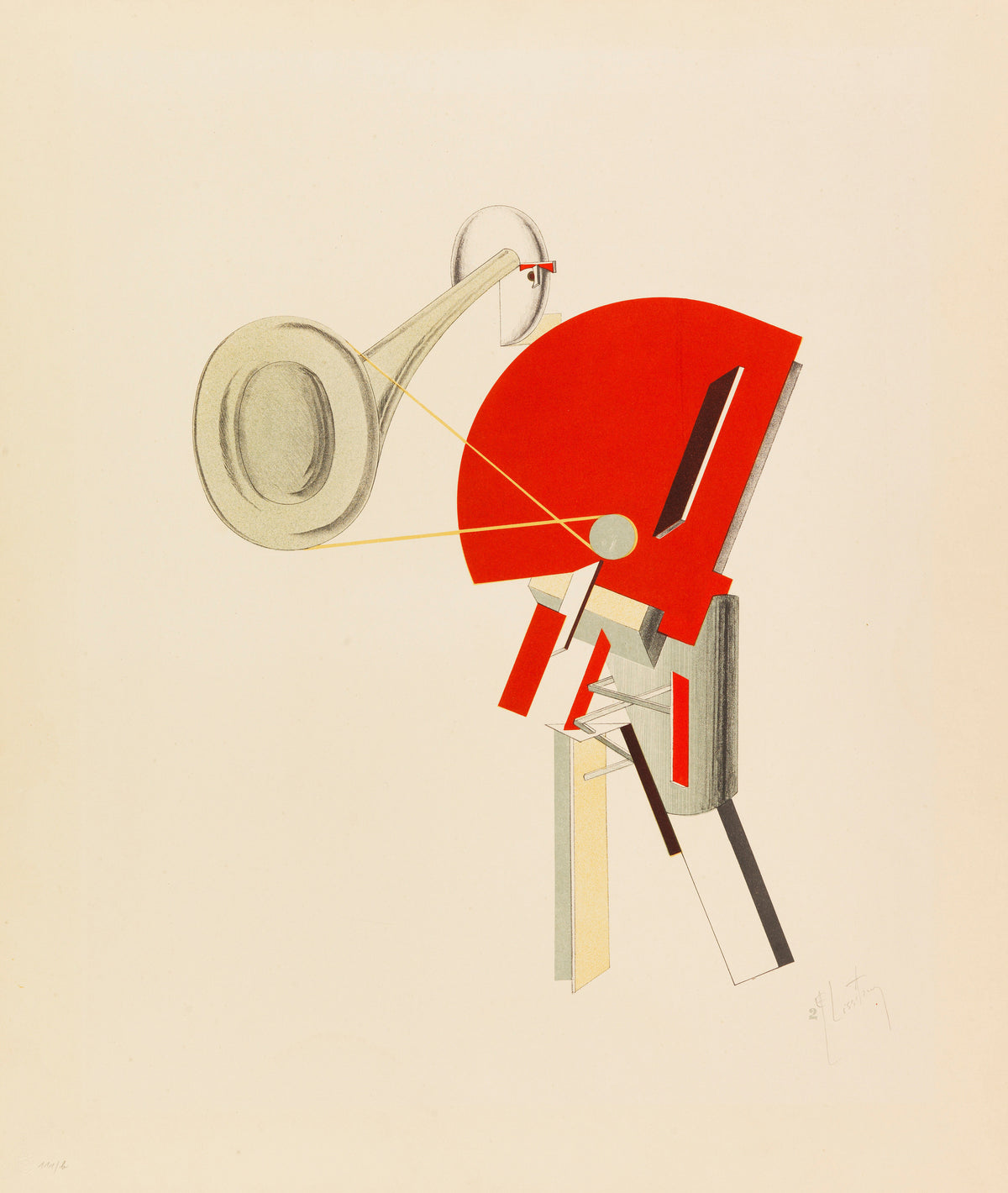 El Lissitzky — Figurines: The Announcer (Ansager) | Constructivist Lithograph Print