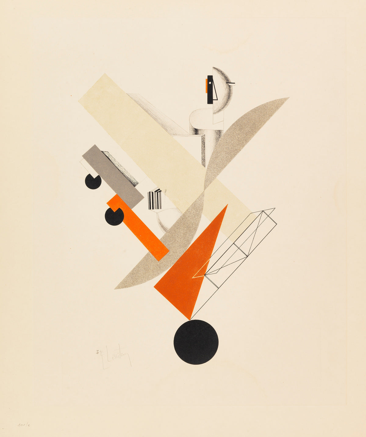 El Lissitzky — Figurines: The Globetrotter (in Time) | Constructivist Lithograph Print