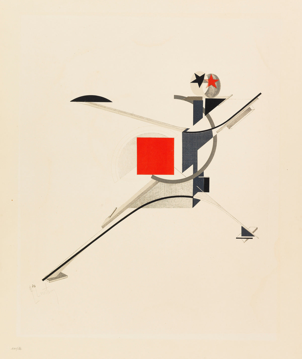 El Lissitzky — Figurines: The New Man (Neuer) | Constructivist Lithograph Print
