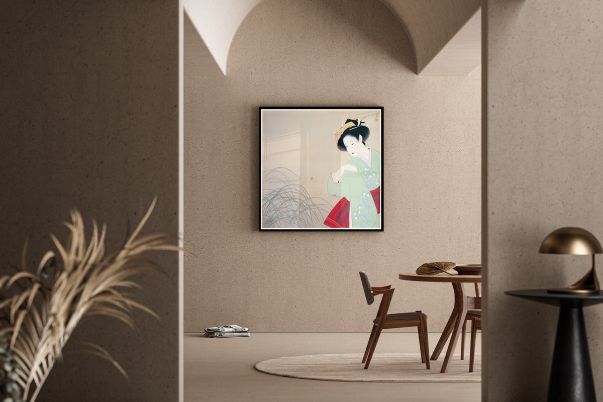Firefly by Uemura Shōen — shown framed on a wall