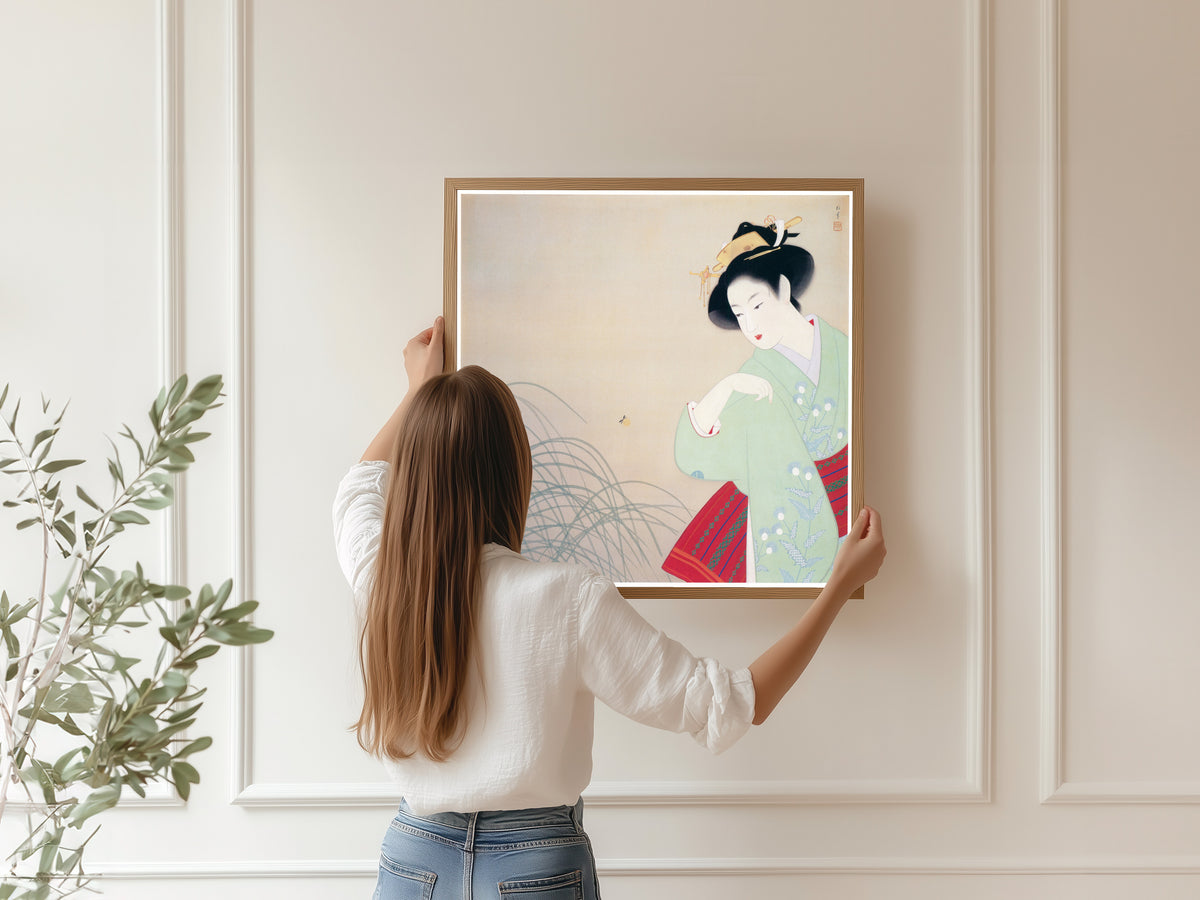 Firefly by Uemura Shōen — shown framed on a wall