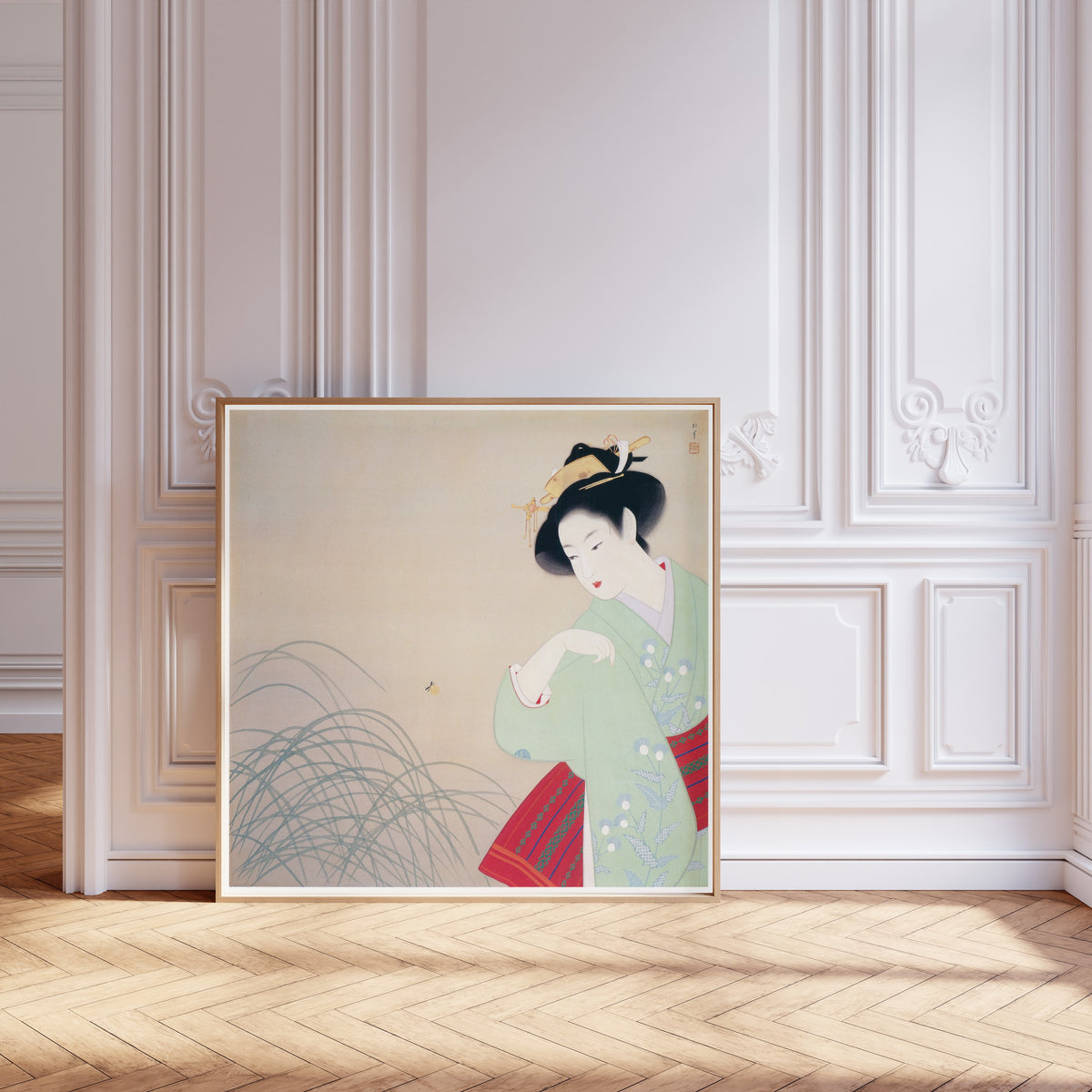 Firefly by Uemura Shōen — shown framed on a wall