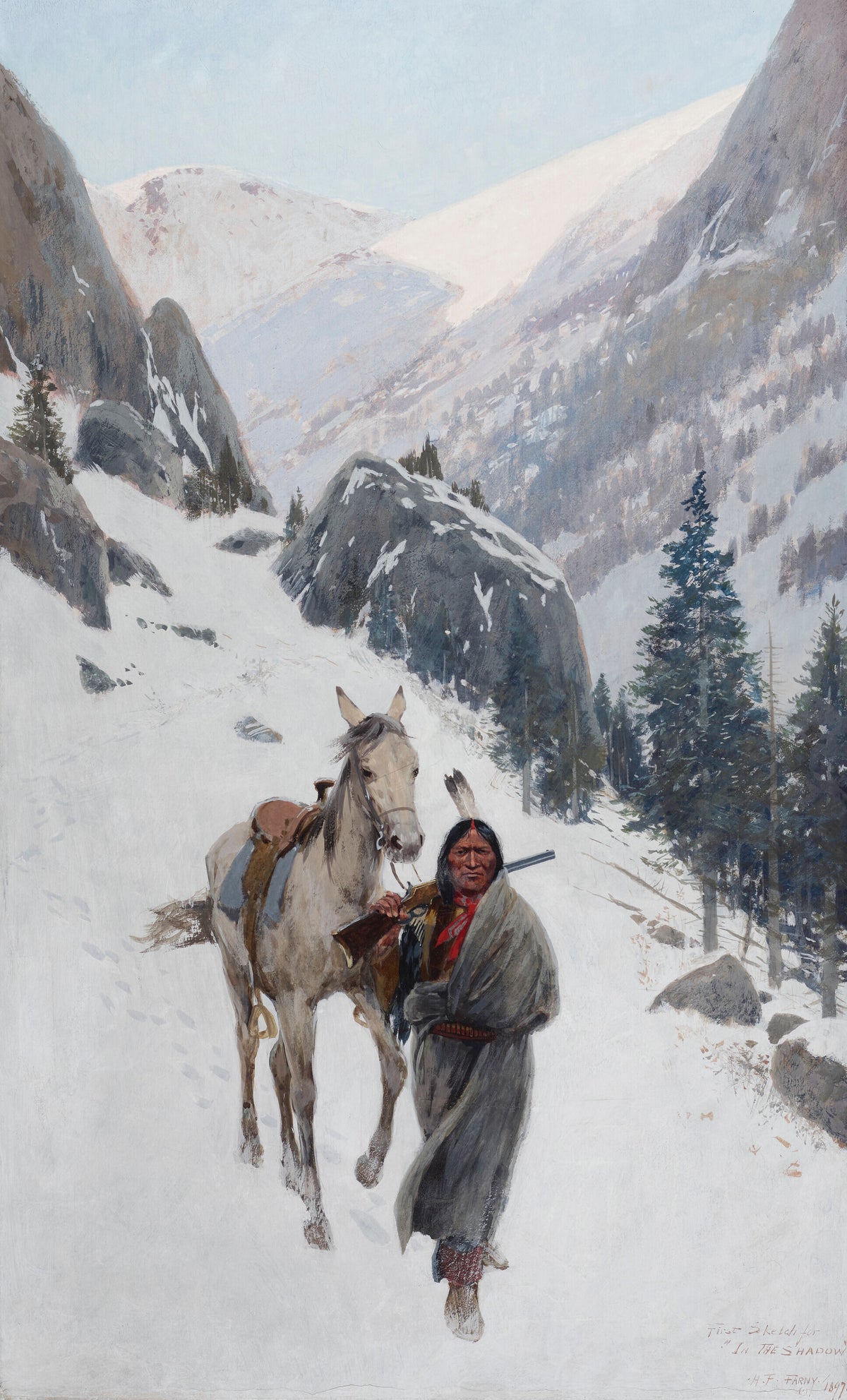 Henry Farny — First Sketch for ‘In the Shadow’ | Western Art Print
