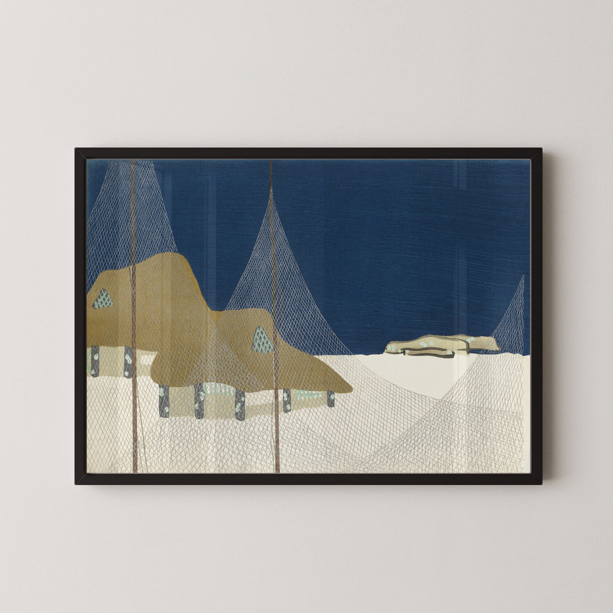 Kamisaka Sekka — Fishing Village (snow) | Japanese Woodblock Print