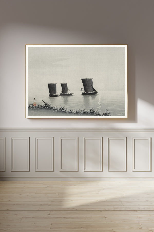 Ohara Koson — Fishing Boats | Japanese Woodblock Print (Shin Hanga)