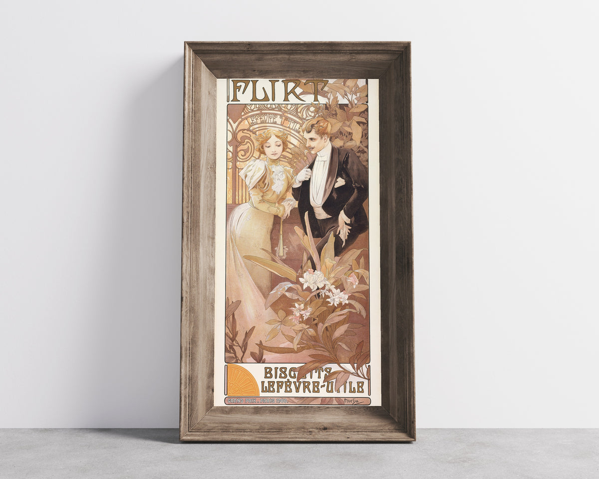 Alphonse Mucha — Flirt (Biscuits Lefèvre-Utile) | Vintage Poster Print