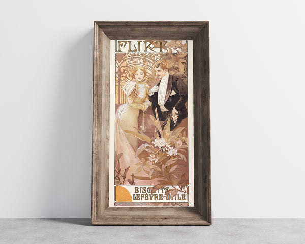 Alphonse Mucha — Flirt (Biscuits Lefèvre-Utile) | Vintage Poster Print