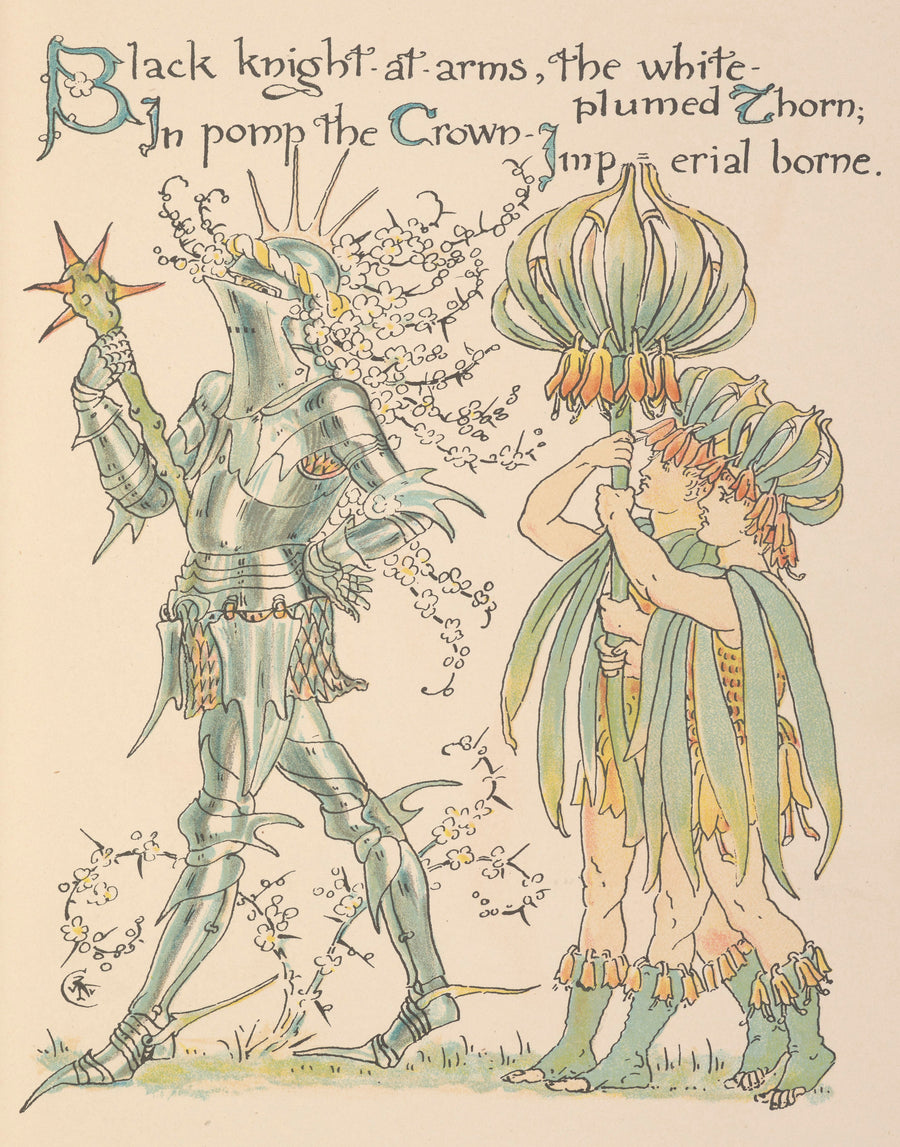Walter Crane — Flora's Feast: Crown Imperial | Art Nouveau Print shown to scale on a wall above a sofa