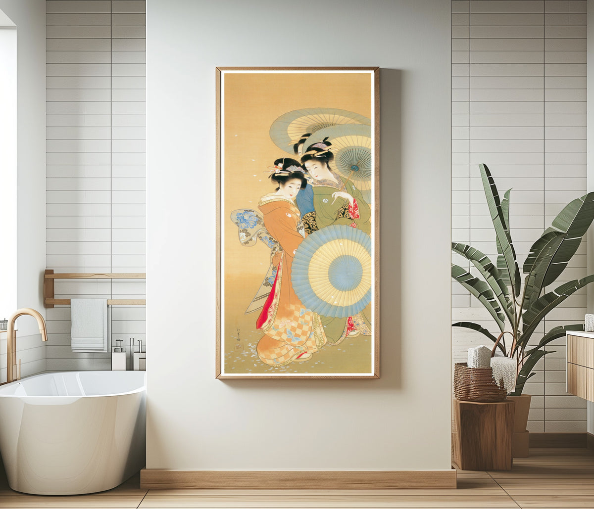 Flower by Uemura Shōen — shown framed on a wall