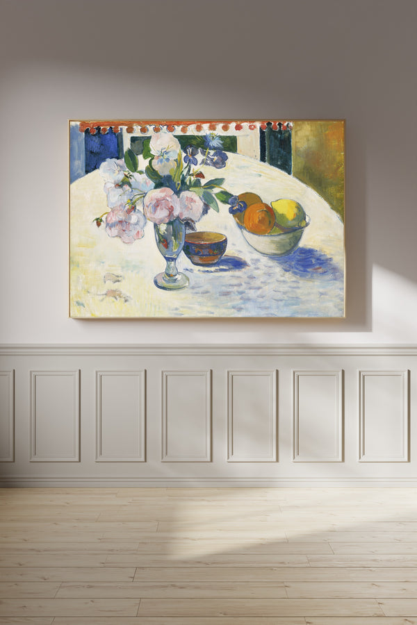 Paul Gauguin — Flowers and a Bowl of Fruit on a Table | Fine Art Print