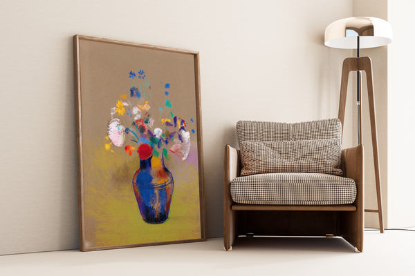 Odilon Redon — Flowers on a Grey Background | Symbolist Art Print