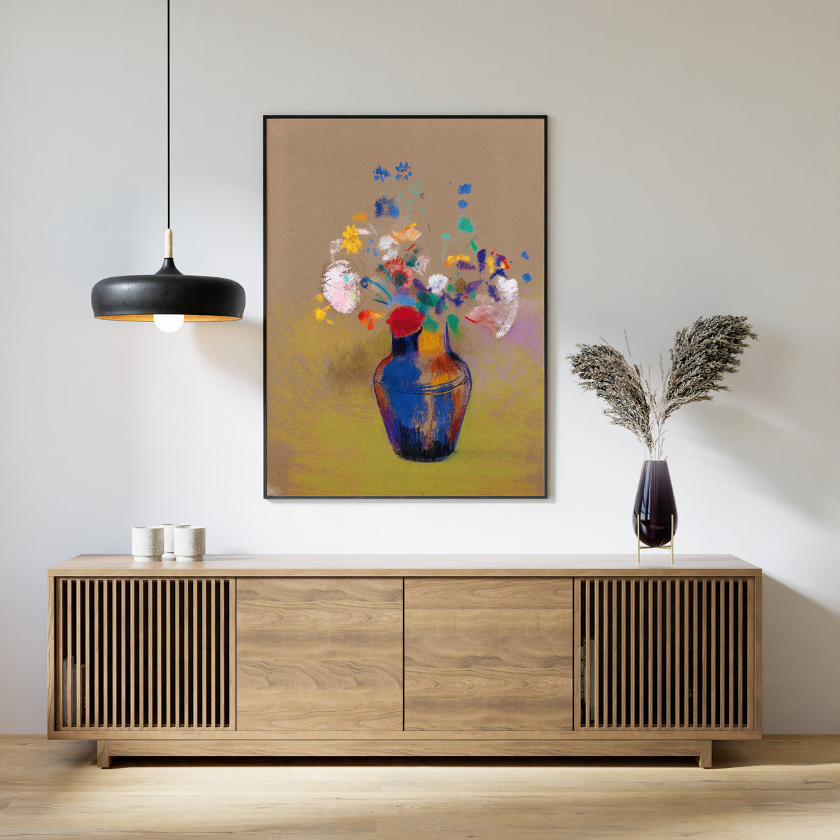 Odilon Redon — Flowers on a Grey Background | Symbolist Art Print