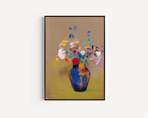 Odilon Redon — Flowers on a Grey Background | Symbolist Art Print