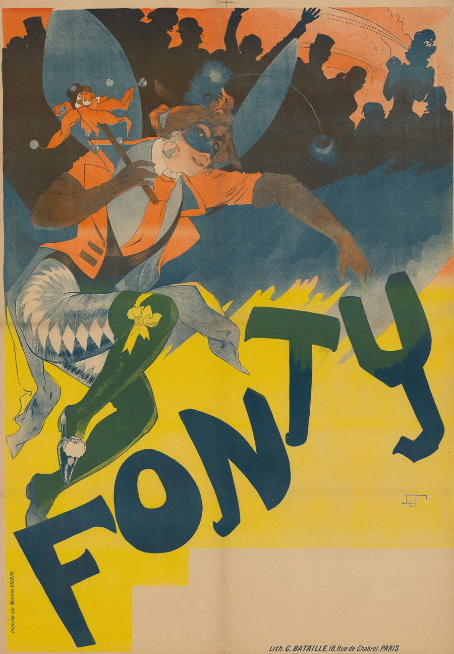 Georges de Feure — Fonty | Vintage Poster Print shown to scale on a wall above a sofa