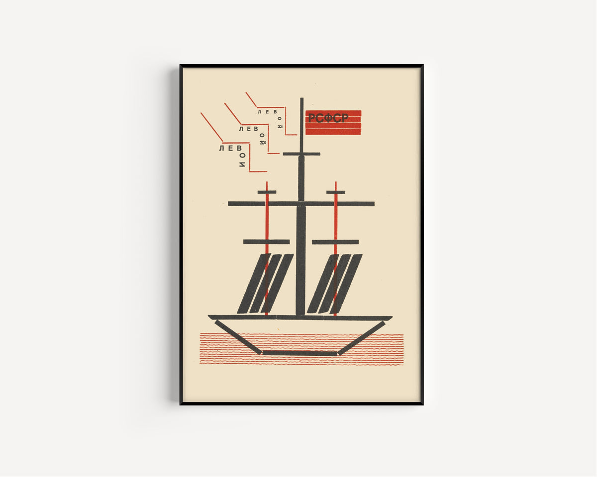 El Lissitzky — For the Voice: Left March (Ship) | Constructivist Typography Print