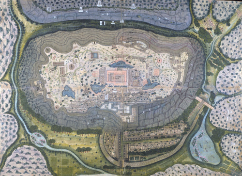 Jaipur school — Fortified City of Ranthambhor | Indian Painted Map Print