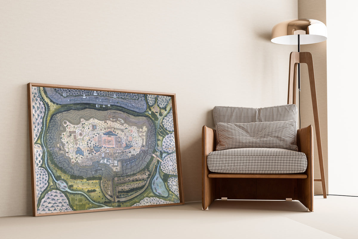 Jaipur school — Fortified City of Ranthambhor | Indian Painted Map Print