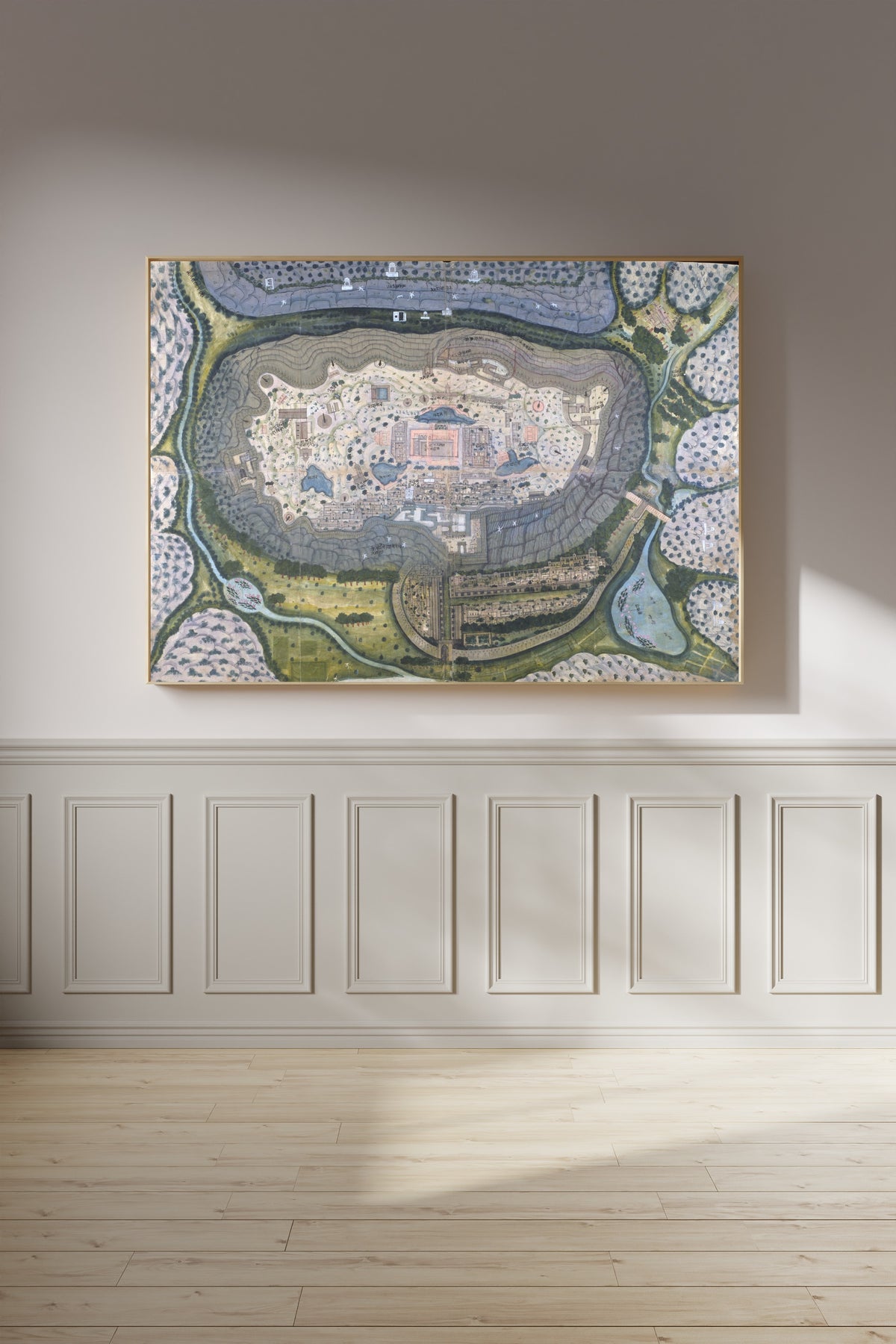 Jaipur school — Fortified City of Ranthambhor | Indian Painted Map Print