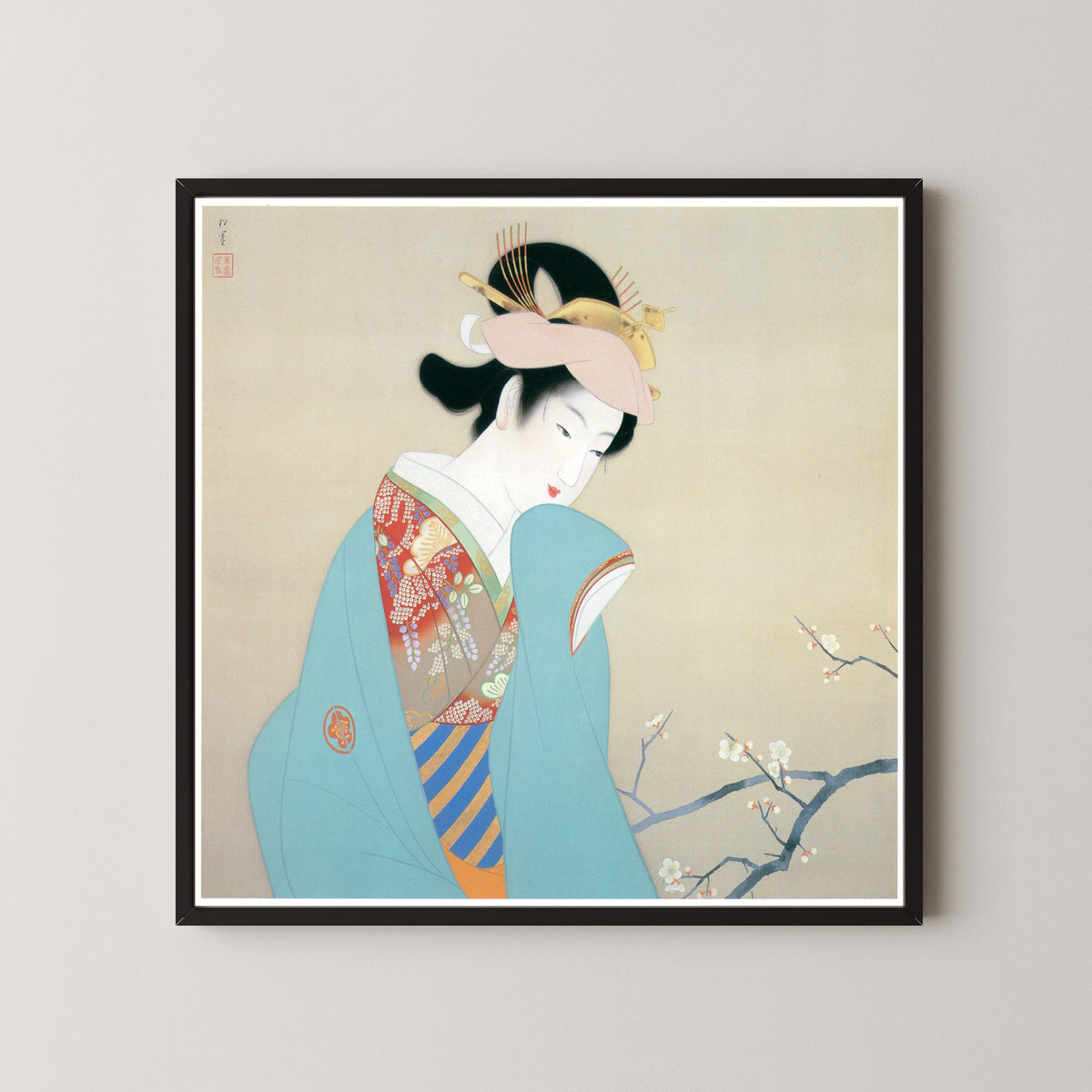 Fragrance of Spring by Uemura Shōen — shown framed on a wall