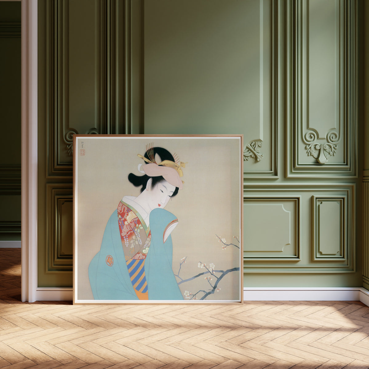 Fragrance of Spring by Uemura Shōen — shown framed on a wall