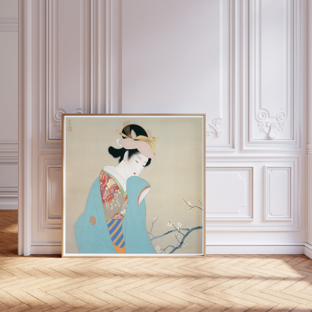 Fragrance of Spring by Uemura Shōen — shown framed on a wall