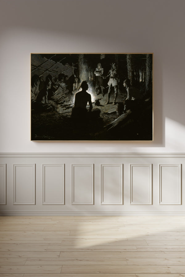 Frederic Remington — French Explorer's Council with the Indians | Western Art Print