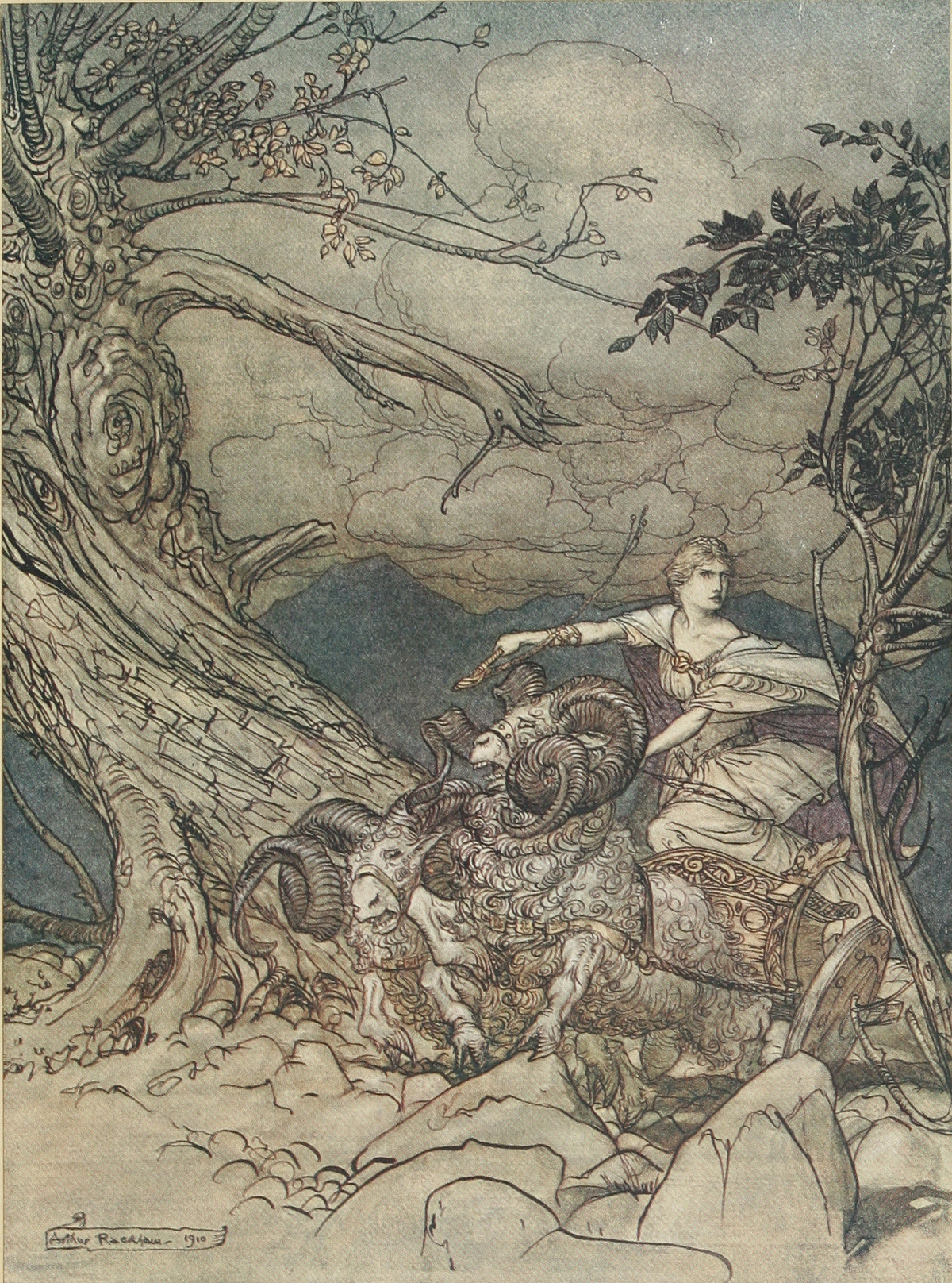 Arthur Rackham — Fricka Approaches in Anger | Wagner Illustration Print