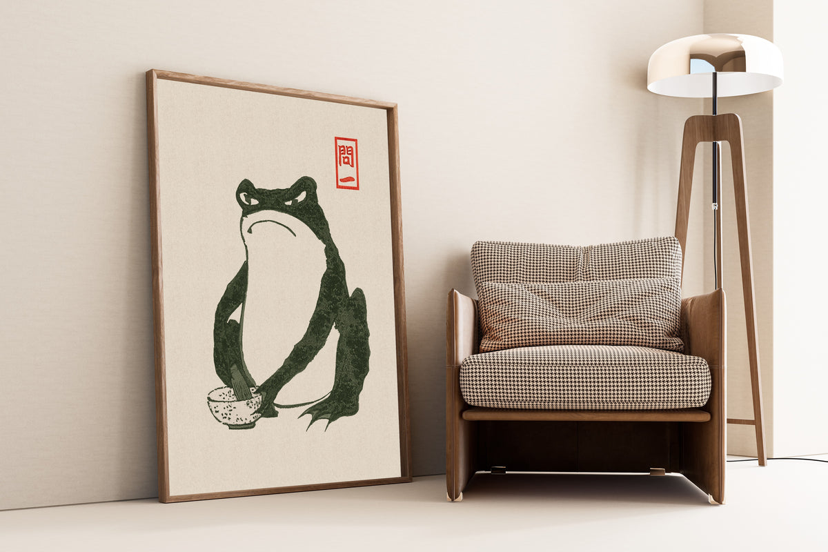 Matsumoto Hoji — Frog with Cup (Meika Gafu) | Japanese Woodblock Print