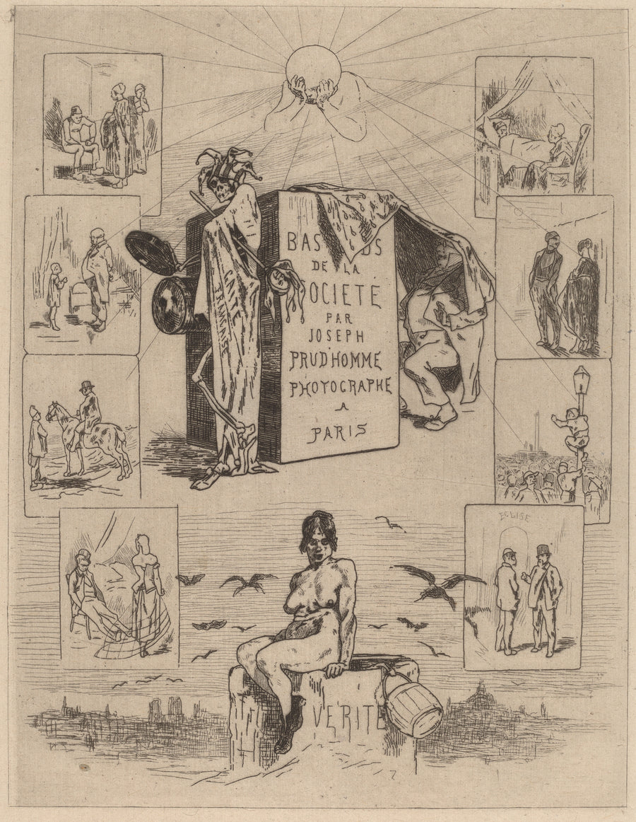 Félicien Rops — Frontispiece: The Dregs of Society (Les bas-fonds de la société) | Etching Print shown to scale on a wall above a sofa