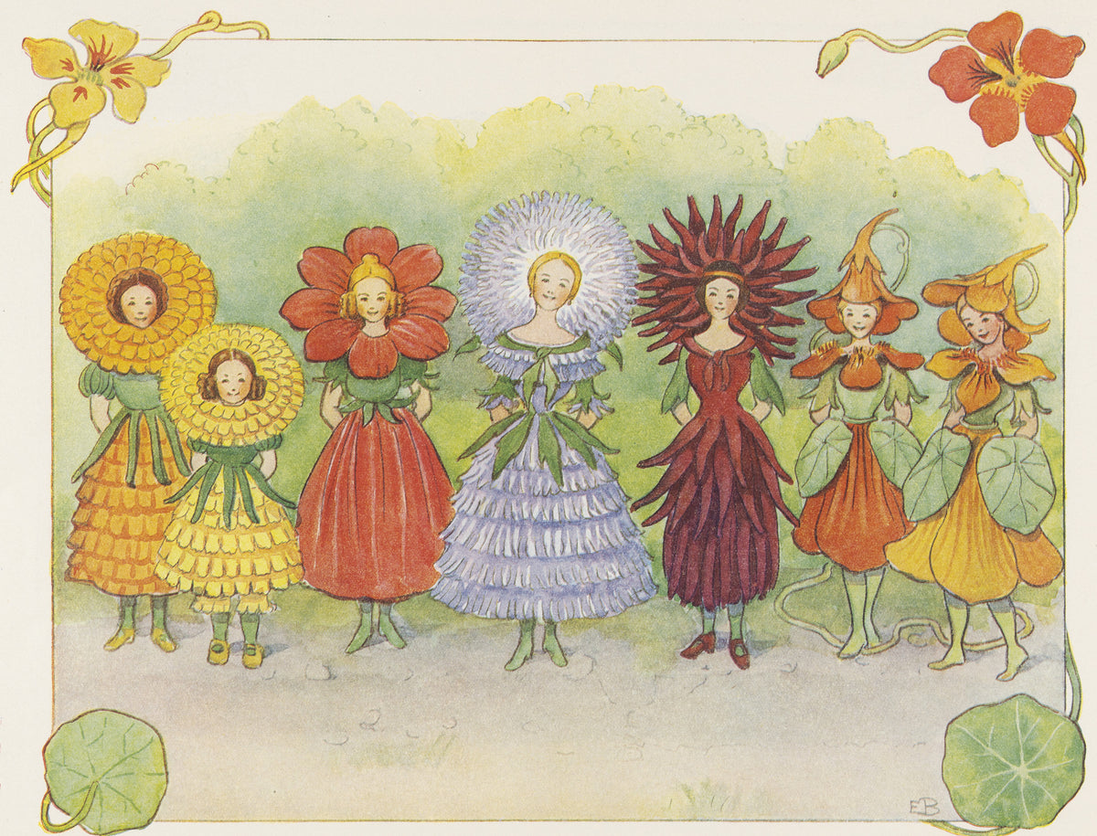 Elsa Beskow — Fru Aster, Fru Dalia and the Garden Flowers | Book Illustration Print