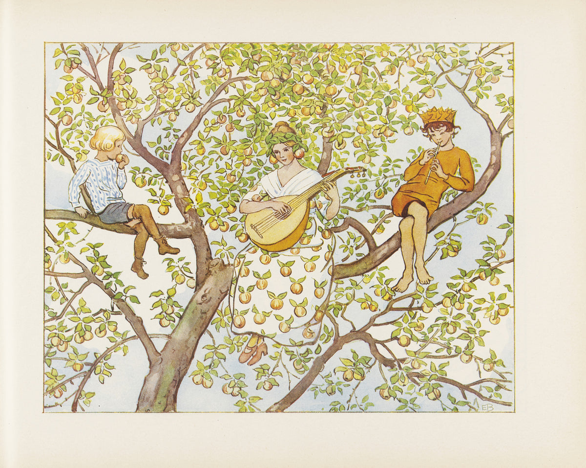 Elsa Beskow — Fru Astrakan, September and Lasse in the Apple Tree | Book Illustration Print