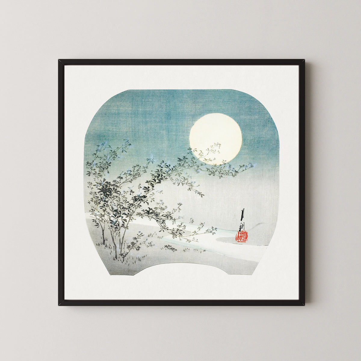 Ogata Gekkō — Full Moon and Autumn Flowers by the Stream (ca. 1895) | Japanese Woodblock Print