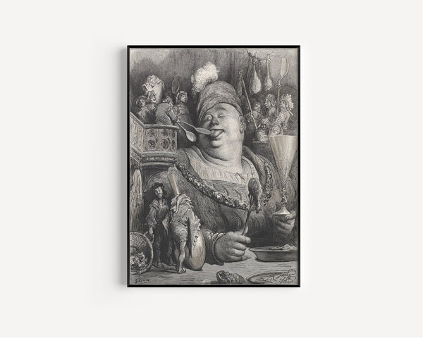 Gustave Doré — Gargantua Fed Mustard by the Shovelful | Wood Engraving Print