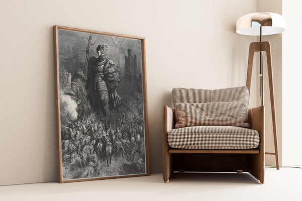 Gustave Doré — Gargantua Strikes the Castle of Gué de Vède with a Tree | Wood Engraving Print