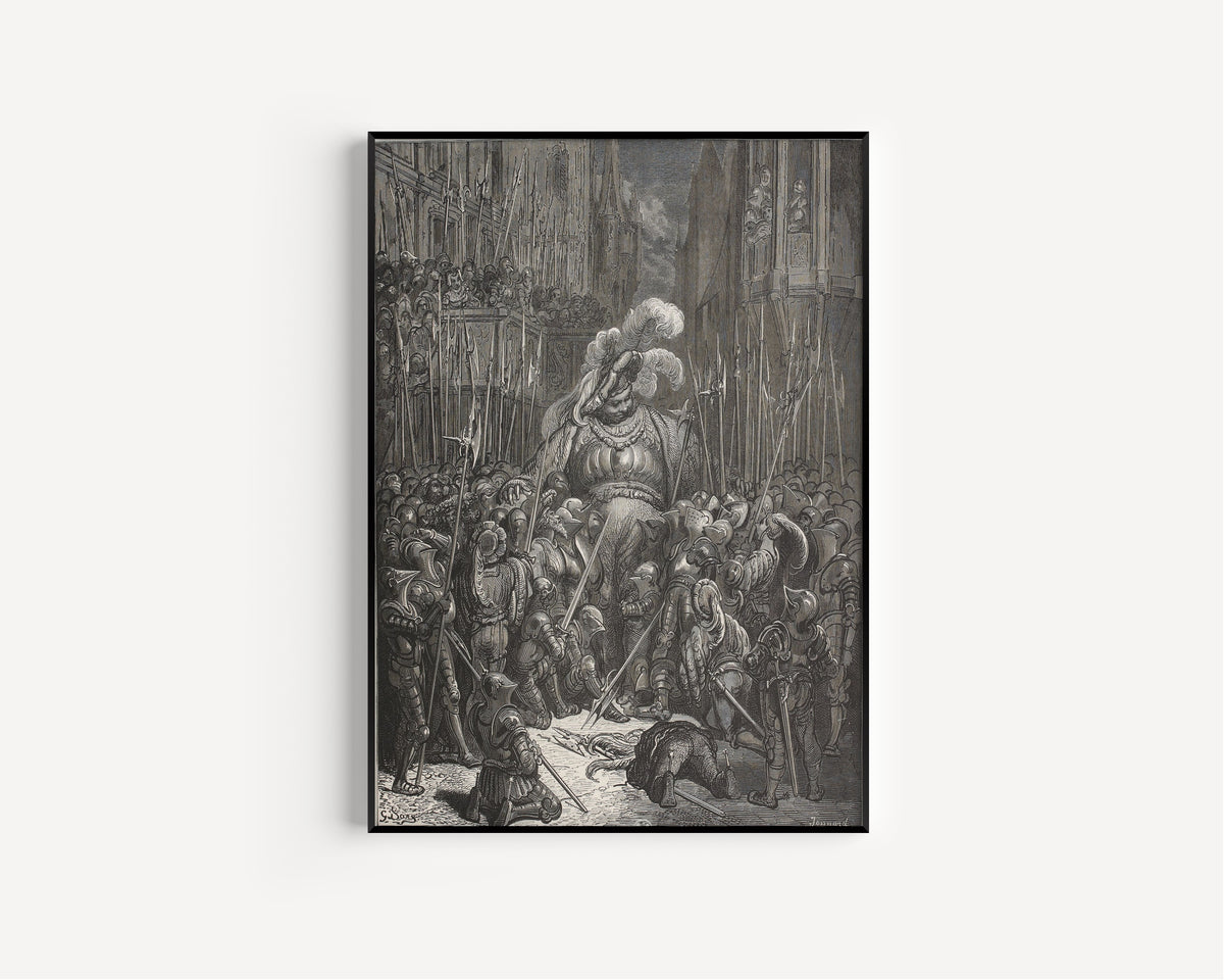 Gustave Doré — Gargantua Takes Leave of His Soldiers | Wood Engraving Print