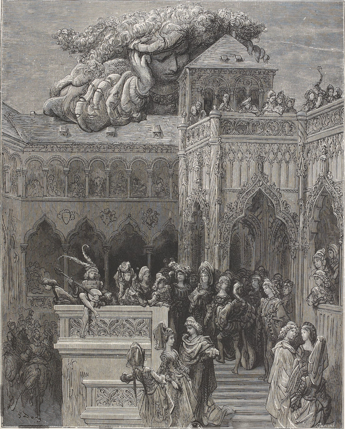 Gustave Doré — Gargantua and the Abbey of Thélème | Wood Engraving Print