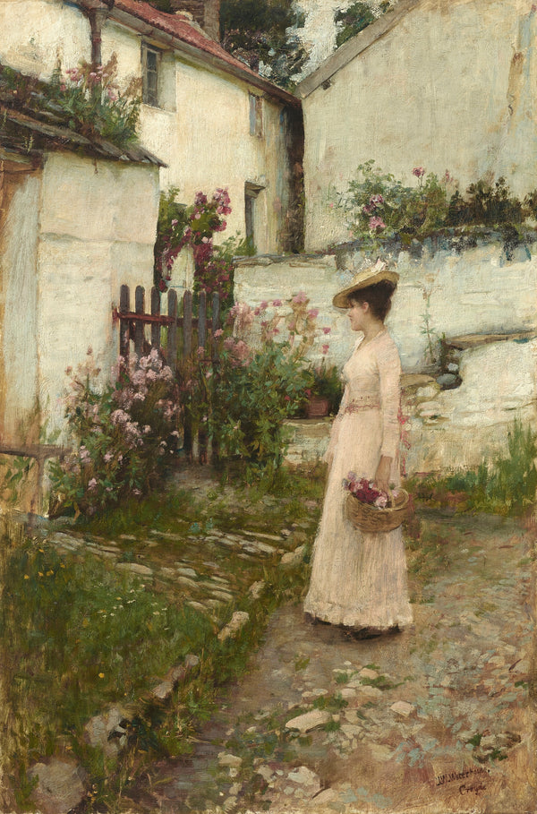 John William Waterhouse — Gathering Flowers in a Devonshire Garden | Pre-Raphaelite Art Print