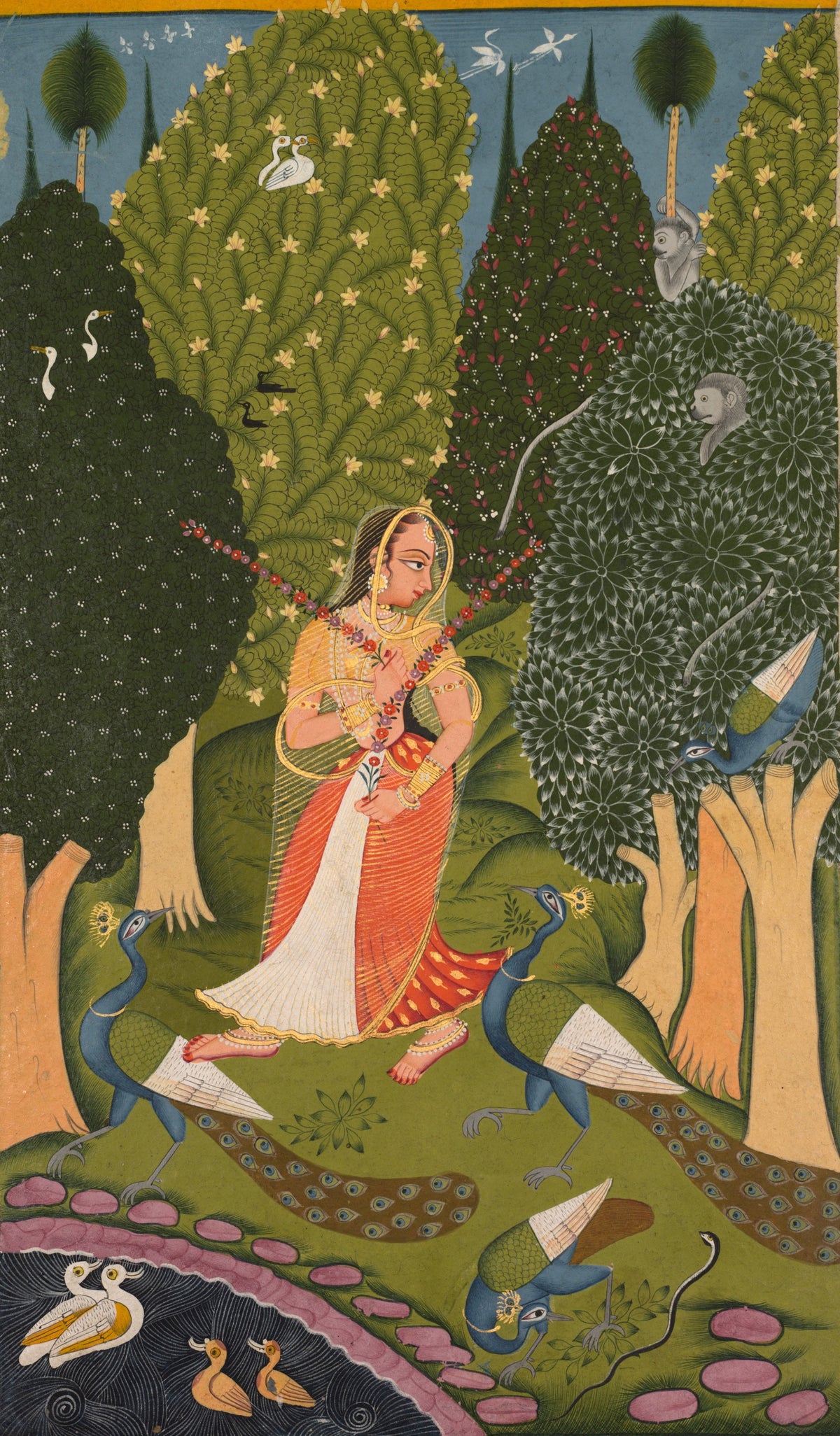 Raghogarh school — Gaudi Ragini, from a Ragamala Series | Indian Miniature Painting Print