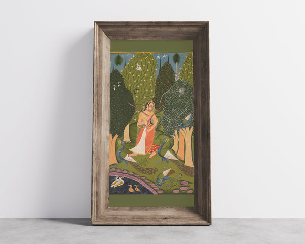 Raghogarh school — Gaudi Ragini, from a Ragamala Series | Indian Miniature Painting Print
