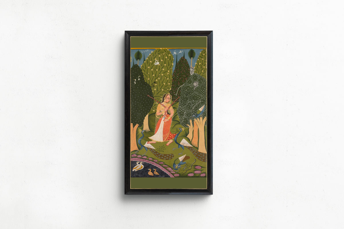 Raghogarh school — Gaudi Ragini, from a Ragamala Series | Indian Miniature Painting Print